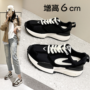 小码313233内增高小蛮腰老爹鞋女春真皮厚底系带拼色阿甘鞋显瘦34