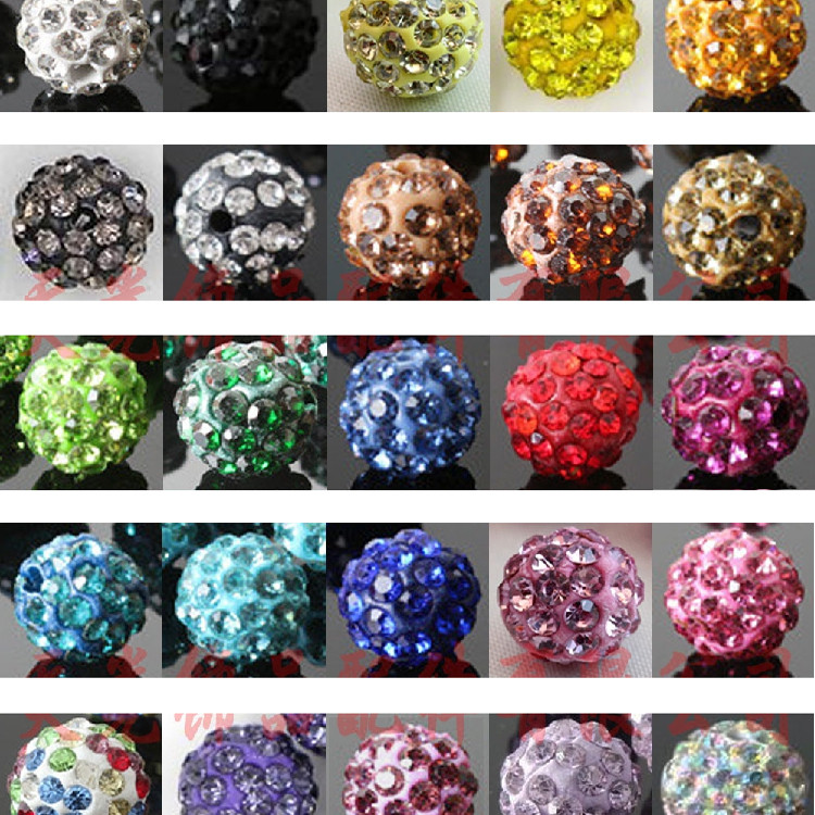 DIY配件软陶泥球香巴拉散珠满钻水钻球6排10mm饰品整包香巴拉珠子