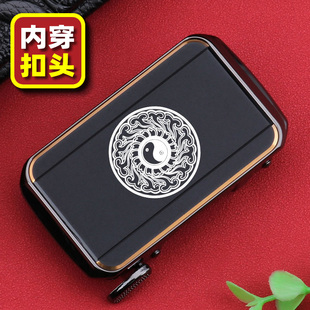 八卦内穿皮带头男自动扣先生个性休闲刻字logo定制腰带扣男款太极