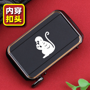 生肖猴内穿皮带扣男士2026新款自动扣个性中年定制腰带扣休闲百搭