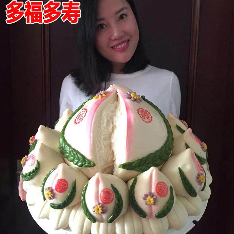 花饽饽老人生日寿桃蛋糕供品馒头图片