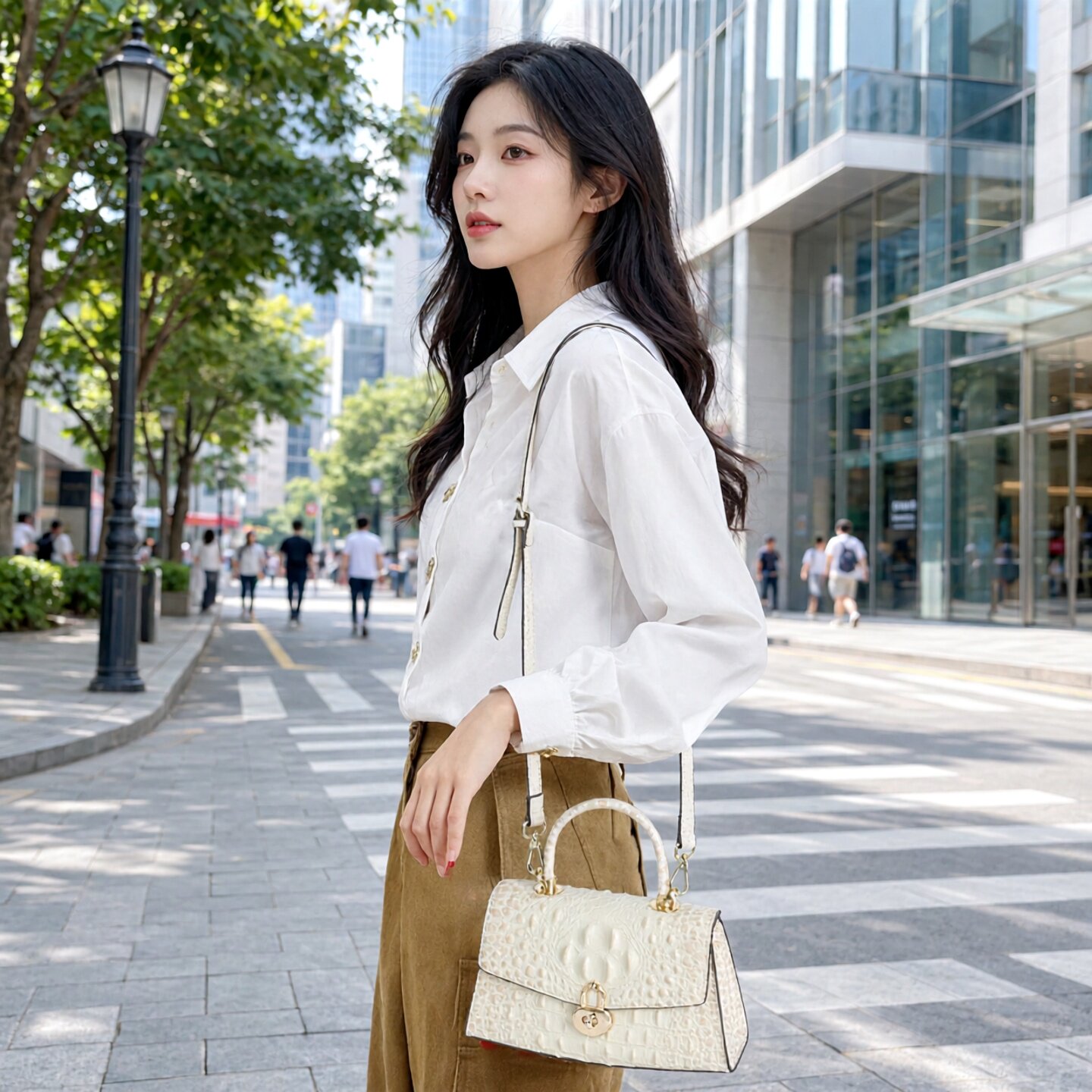 春季新款包包时尚真皮女包鳄鱼纹女士手提包单肩斜挎包简约百搭