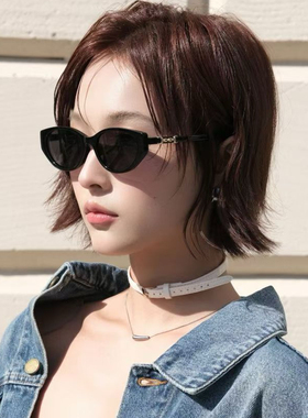 复古猫眼墨镜女款百搭显脸小户外防紫外线超轻方圆脸太阳眼镜时尚