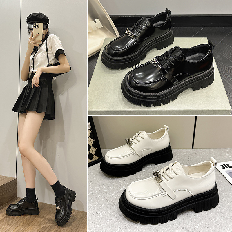 2025新款真皮乐福鞋女锁扣内增高玛丽珍JK制服鞋软底踩屎感小皮鞋