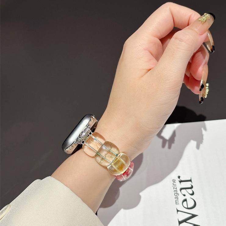 适用于applewtach s9苹果手表带iwatchse水晶石s8透明s7高级感s6