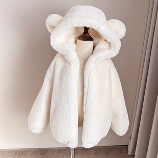 儿童仿皮草外套男女童冬季新款仿兔绒加绒加厚毛毛棉衣宝宝厚棉服