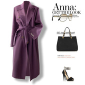 胖妹妹大码 双面羊绒大衣200斤mm高端100纯羊毛重工戗驳领西装 外套