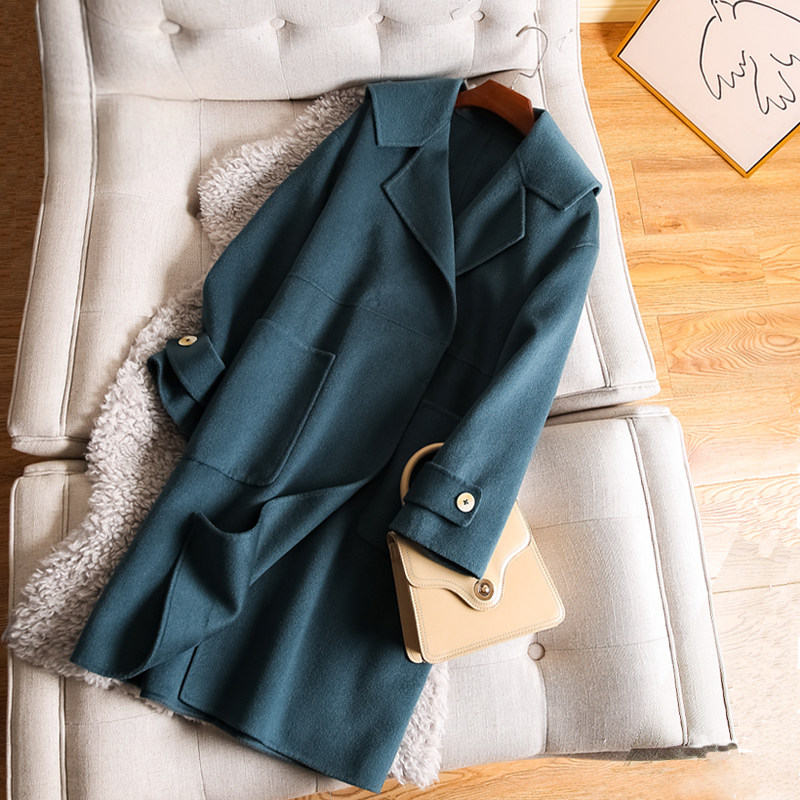 大码双面呢外套200斤胖妹妹mm秋冬洋气减龄重工羊绒大衣女中长款