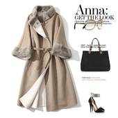 特大码 女240斤冬装 胖妹妹mm水貂双面呢羊毛羊绒手工a呢子大衣外套