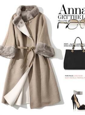 特大码女240斤冬装胖妹妹mm水貂双面呢羊毛羊绒手工a呢子大衣外套