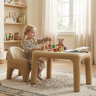 芃凡特泡泡桌椅儿童桌椅套装 学习桌椅圆角桌椅组合高级感儿童家具