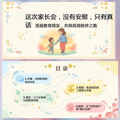小初家长会课件：这次家长会，没有安慰，只有真相。ppt和发言稿
