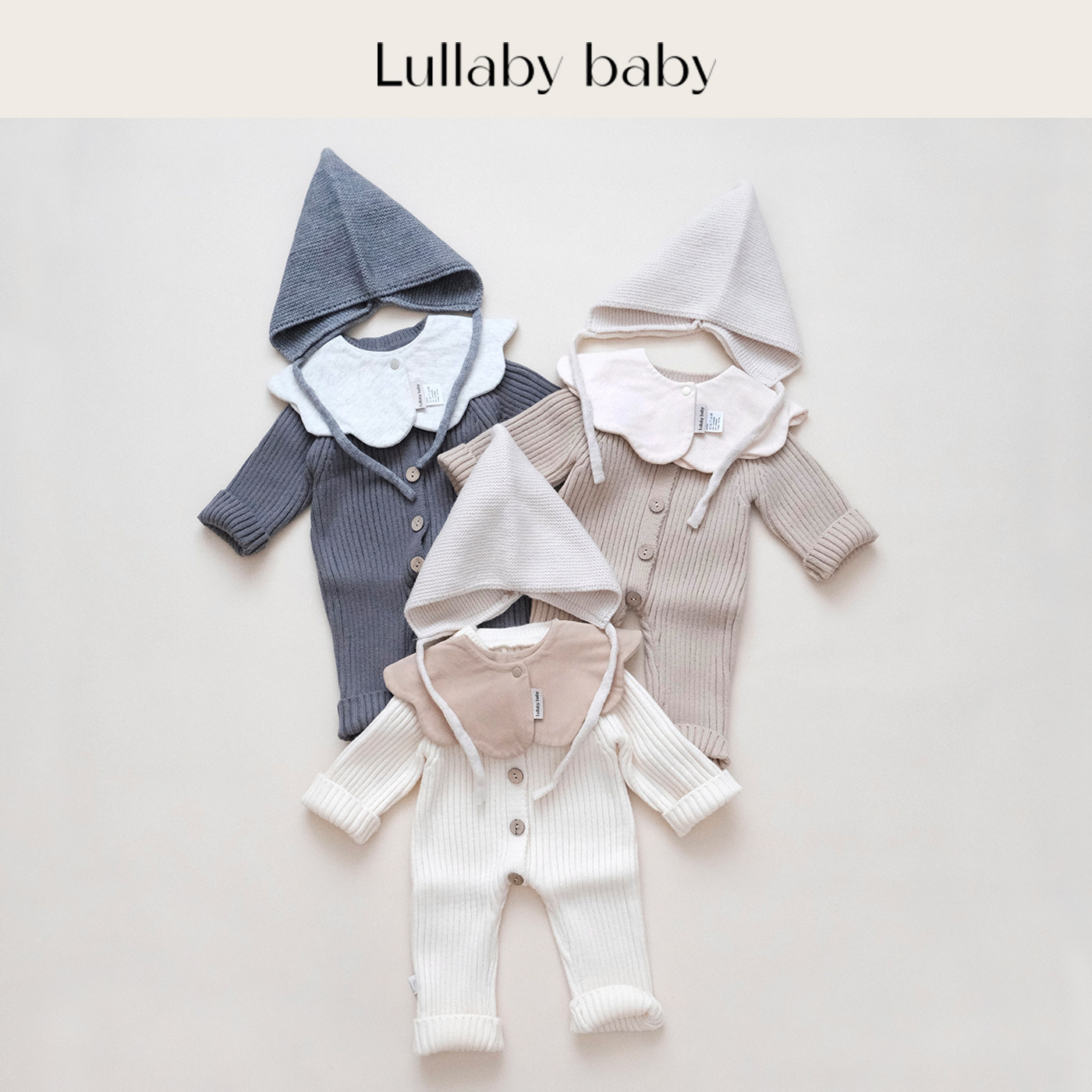 lullabybaby婴儿针织连体衣秋冬厚保暖新生儿爬服男女宝宝连体衣