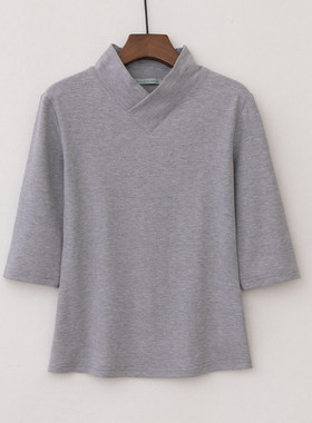 中袖修身夏装交叠汉服领精梳棉女