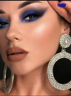 欧美网红ins风夸张925银针大圈水钻耳环耳钉耳饰女earrings