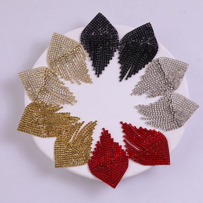 欧美款水钻流苏菱形闪钻耳钉走秀款靓丽耳针耳饰女earrings