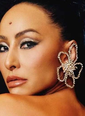 欧美走秀款夸张花形不规则水钻耳环925银针闪钻耳钉耳饰女earring