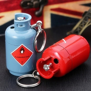 创意金属新奇特挂件迷你煤气罐模型奇葩搞笑冲气电子明火打火机