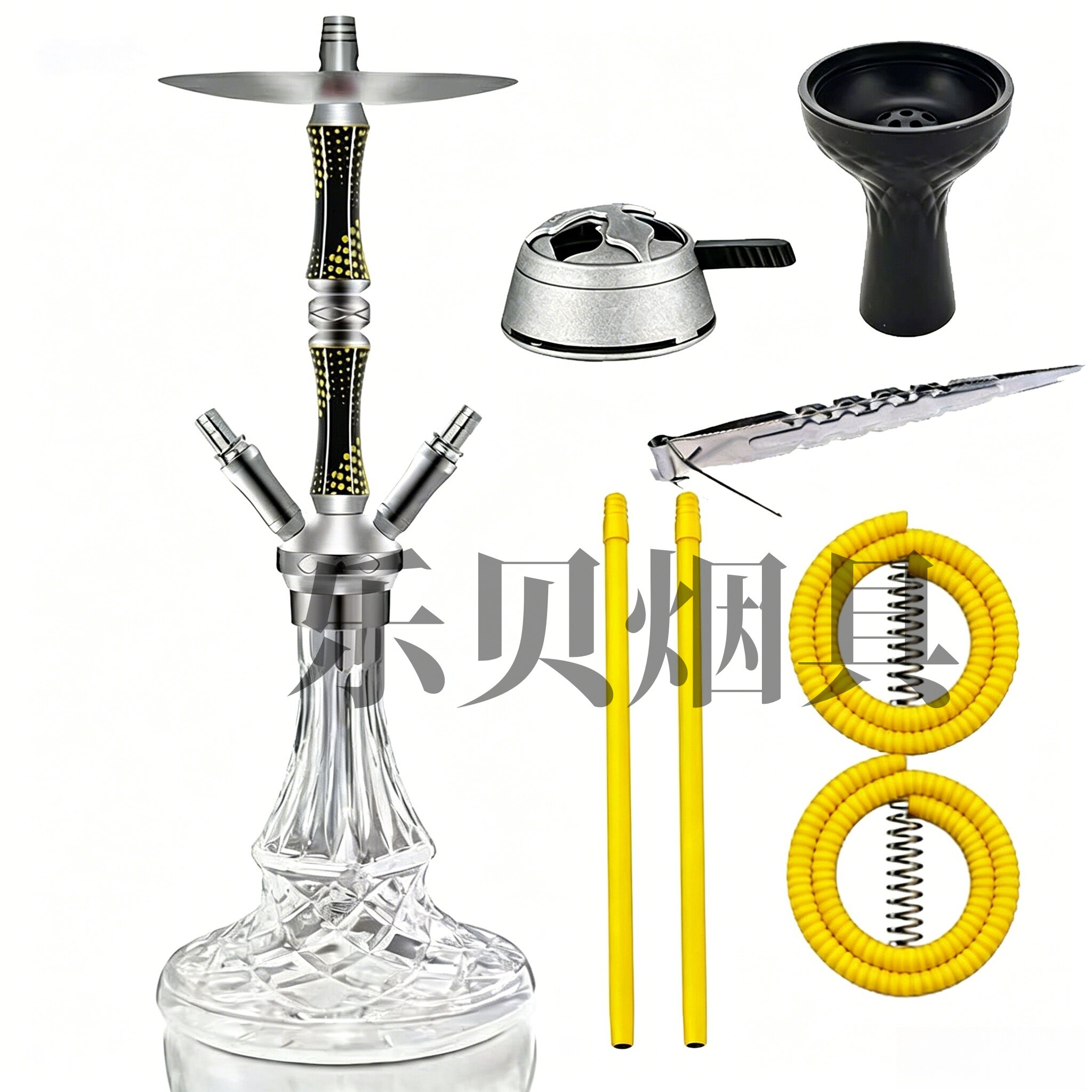 阿拉伯水烟全套 双管碳纤维铝合烟斗