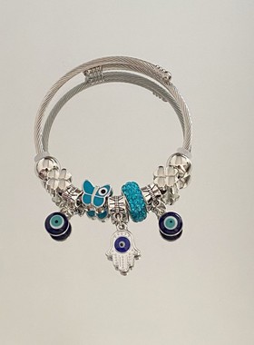 潘家多啦手链欧美跨境DIY串珠手镯女不锈钢钛钢手环百搭轻奢手饰