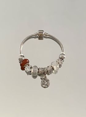 潘家跨境新款家庭树吊坠手镯DIY串珠多元素水钻手链百搭轻奢手饰