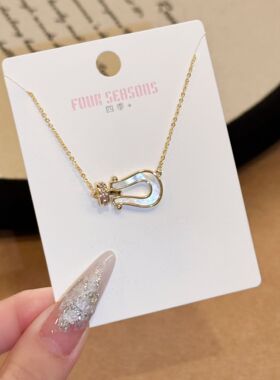 小众轻奢马蹄扣镶钻锁骨链女款