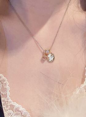 猫咪守护神甜美爱心轻奢锁骨链