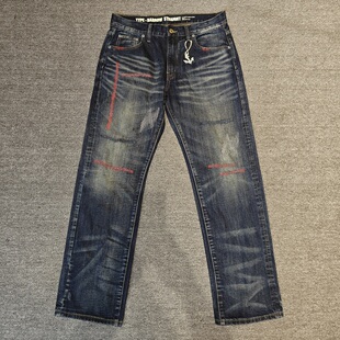 陈冠希示范nbhd风格09EX红刀割船锚牛王赤耳单宁直筒宽松牛仔裤