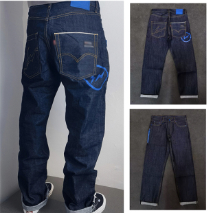 Fenom藤原浩风格 蓝闪电赤耳丹宁原牛直筒宽松14oz重磅厚料原浆牛