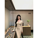 包臀修身 THE 百搭纽结冬季 B1umarin 针织连衣裙女 SWAN司凰轻奢