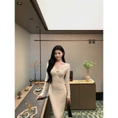 SWAN司凰轻奢 B1umarin 百搭纽结冬季 THE 包臀修身 针织连衣裙女