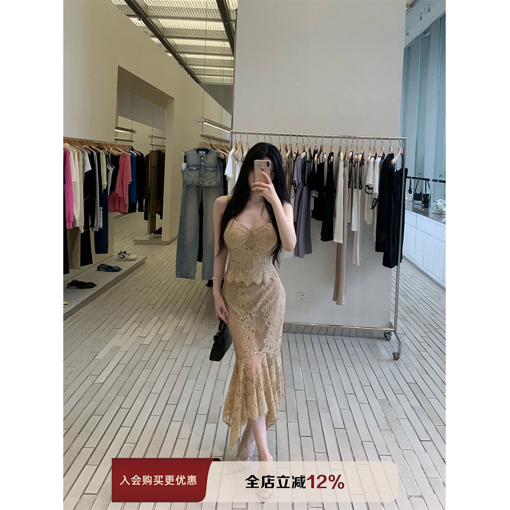 THE SWAN司凰轻奢 气质姐姐套装 法式优雅蕾丝吊带上衣鱼尾半身裙,女装/女士精品,时尚套装,淘宝优惠券,粉丝福利购,淘宝优惠卷