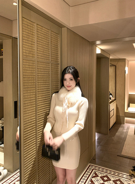 THE SWAN司凰轻奢 纯欲千金风 阿miu针织衫上衣短半裙套装两件套