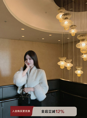 THE SWAN司凰轻奢 柔光琥珀 堆堆小高领环保皮草慵懒保暖毛毛外套