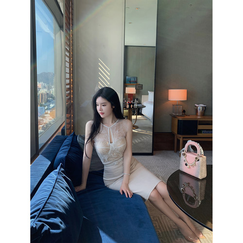 圆领蕾丝上衣+半身裙拍摄套装