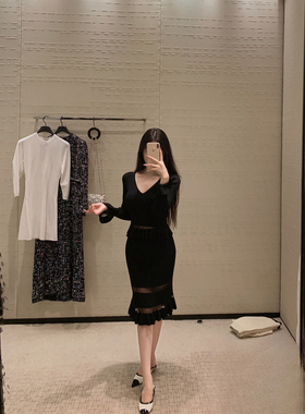 THE SWAN司凰轻奢 醉爱温柔套装 韩系氛围感荷叶针织上衣+半身裙