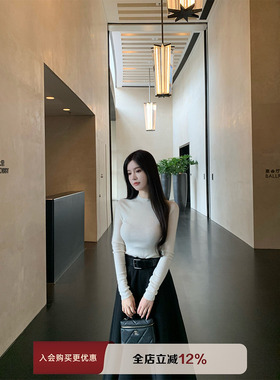 THE SWAN司凰轻奢 扬子纱100全羊毛长袖针织衫半高领毛衣打底上衣