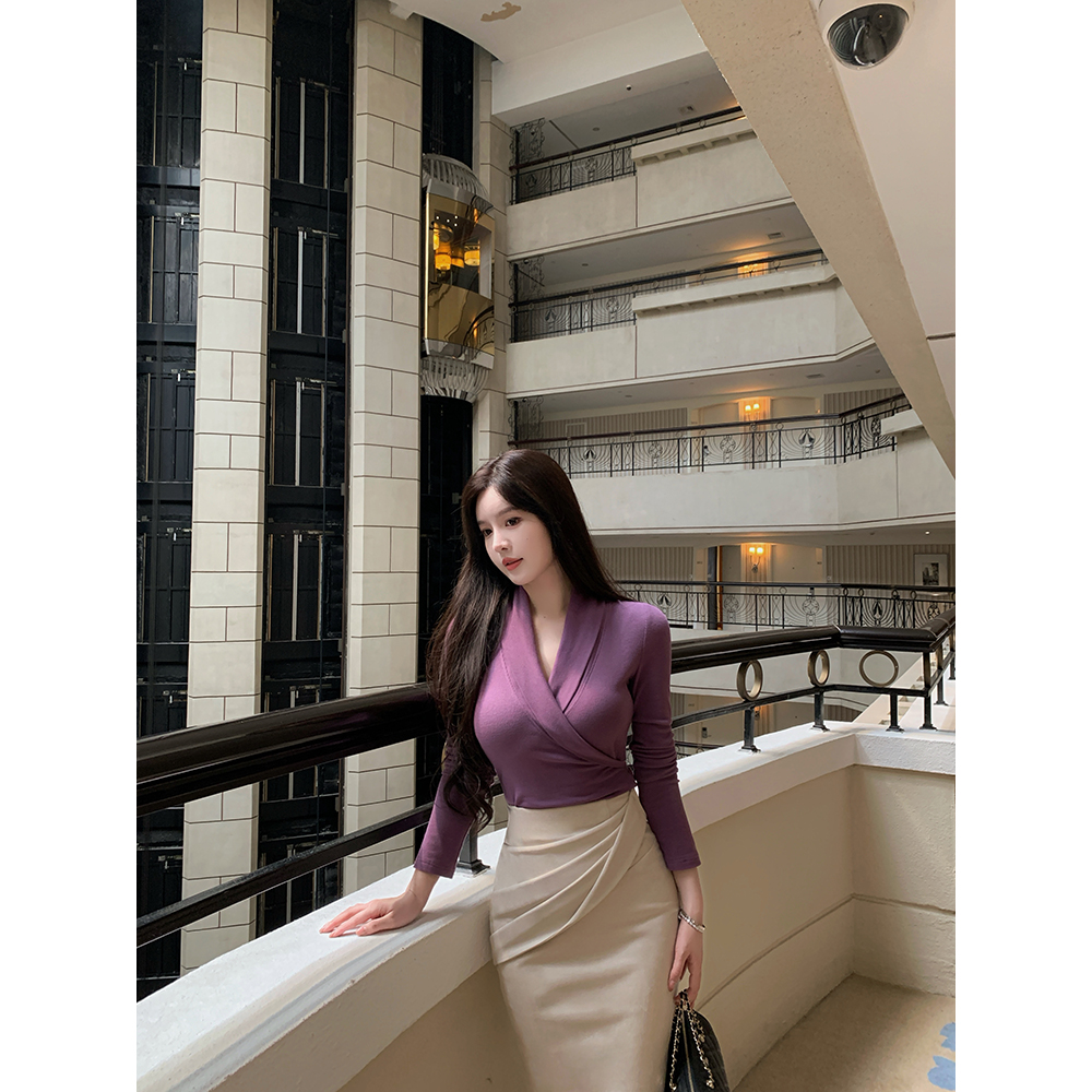 能穿整个秋冬打底针织上衣麂皮裙