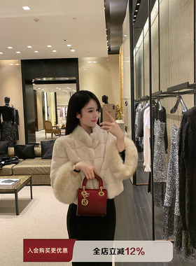 THE SWAN司凰轻奢 贵气姐姐 100狐狸毛袖短款保暖环保仿皮草外套