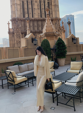 【现货8折】THE SWAN司凰轻奢  慵懒针织外套/背心/裤子女三件套