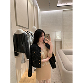 现货9折 THE SWAN司凰轻奢 亮片羊毛粗纺修身 气质百搭短外套