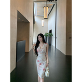 现货7折 THE SWAN司凰轻奢 悄悄来信 针织印花连衣裙女