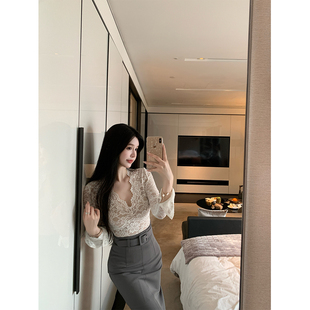 弹力蕾丝上衣 THE 基础款 曼妙日常 韩漫腰带半身裙 SWAN司凰轻奢