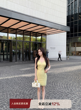 THE SWAN司凰轻奢 捕梦浪漫者 法式纯欲经典收腰蕾丝吊带连衣裙女