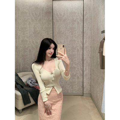 开衫防晒打底针织上衣蕾丝半裙