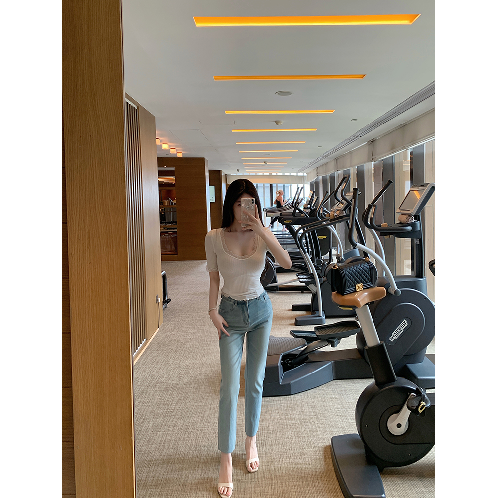 韩版休闲裤女显瘦直筒牛仔裤