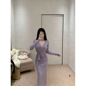 现货9折 THE SWAN司凰轻奢 蕾丝羊毛系列 针织上衣半身裙套装