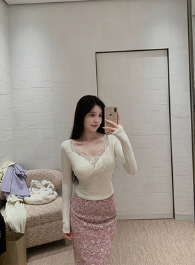 THE SWAN司凰轻奢 姐姐的蕾丝 日常百搭修身针织上衣/绒感蕾丝裙