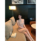 SWAN司凰轻奢 新加坡小众高奢专版 挂脖款 THE 纯欲修身 蕾丝连衣裙