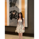 遛弯茶歇小白裙 THE SWAN司凰轻奢 印花吊带连衣裙女度假初恋短裙